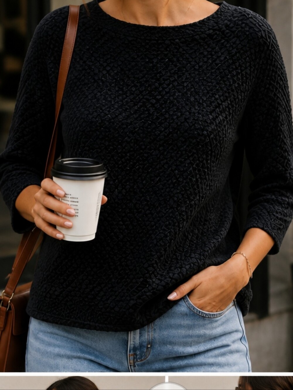 Hobbs London Textured Chunky Knit Sweater Black Large Classic Minimalist